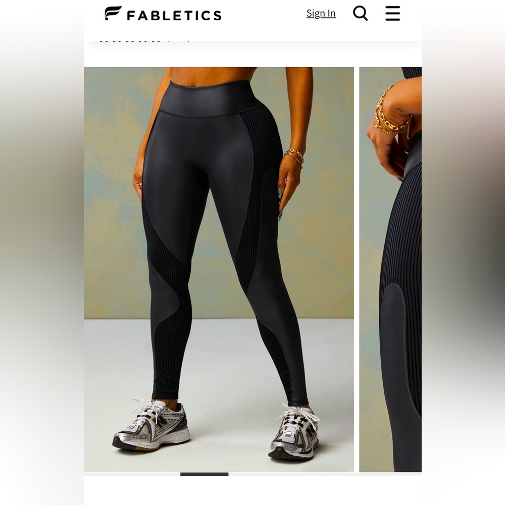 Fabletics Motion 365 count our high waisted leggings black shine Medium